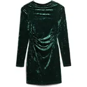 Superdry for woman. W8011367A Green long-sleeved velvet dress (L), Party, Polyester, Long sleeve