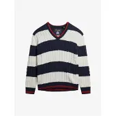 Superdry for woman. W6110703A Stripe Oversized jumper white (M), Casual, Cotton, Long sleeve