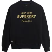 Superdry for woman. W2011991A Luxe metallic logo sweatshirt black (XS), Casual, Sport, Grey, Cotton