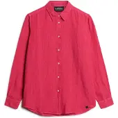 Superdry for woman. W4010415A Casual linen shirt with pink boyfriend fit (S), Long sleeve