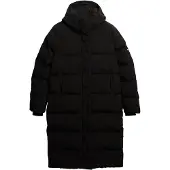 Superdry for woman. W5012143A Black hooded longline coat (S), Casual, Polyester