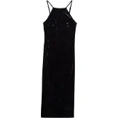 Superdry for woman. W8011985A Lace Back Velvet Midi Dress (S), Casual, Party, Purple, Polyester, Sleeveless / Straps