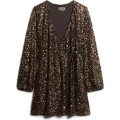 Superdry Sequin Wrap Langarmet Kort Kjole