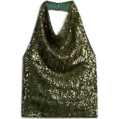 Superdry Cowl Halter Sequin Ermeløs Bluse