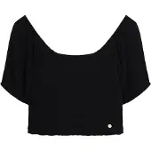 Superdry for woman. W6011857A Black smocked woven top (XS), Casual, Viscose, Short sleeve
