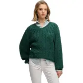 Superdry for woman. W6110742A Oversized green cable-knit jumper (XS), Casual, Cotton