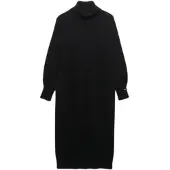 Superdry for woman. W8012129A Black roll-neck dress (S), Casual, Wool, Long sleeve