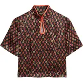 Superdry Mandarin Jacquard Kortarmet T-skjorte