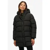 Superdry for woman. W5012003A Hooded Sports Puffer Mid Jacket black (S), Casual, Polyester