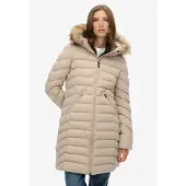 Superdry for woman. W5011999A Fuji Faux beige coat (M), Casual, Recycled Polister, Sustainable