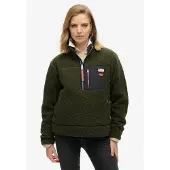 Superdry for woman. W2012343A Vintage Retro half-zip fleece green (L), Casual, Polyester