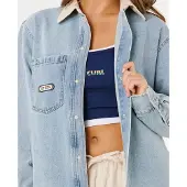 Rip Curl Surf Side Relaxed Denim Skjorte Med Lange Ermer