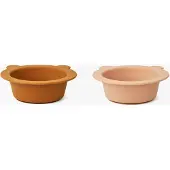 Liewood Skål m. Sugekopp - 2-pack - Silikon - Peony - Mustard/To - - OneSize - Skål
