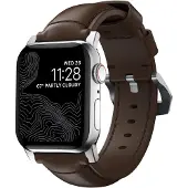 Nomad Traditional Band - lærrem for Apple Watch 46mm/49mm, Horween-lær (rustikk brun, sølvfarget maskinvare)