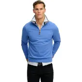 Superdry for man. M2014535A Essential Pique Half Zip blue sweatshirt (S), Casual, Cotton