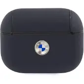 BMW AirPods Pro-etui i ekte lær med sølvlogo - marineblå