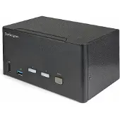 StarTech.com Startech 2 Port Triple Monitor DisplayPort KVM Switch, 4K 60Hz UHD HDR, Desktop 4K DP 1.2 KVM with 2 Port USB 3.0 Hub (5Gbps) & 4x USB 2.0 HID Ports, Audio, Hotkey Switching, TAA - Keyboard/Video/Mou