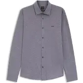 BOSS for man. 50519748 Mysoft navy blue shirt (M), Casual, Cotton, Long sleeve