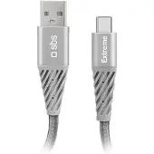 SBS TECABLEUNRETCK, 1,5 m, USB A, USB C, Sølv