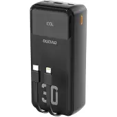 24hShop Powerbank 30000 mAh med hurtiglading og integrerte kabler – svart