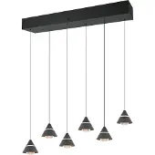 TRIO LED-hengelampe Romeo, lengde 75 cm, svart, metall, 6 lyskilder