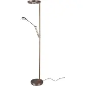 TRIO LED-uplight Barrie med leselampe i gammel messing