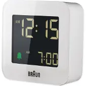Braun BC08, Digital vekkerklokke, firkant, Hvit, 12/24h, LCD, Batteri