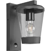 TRIO Sensor-utendørs vegglampe CAVADO, antrasitt, høyde 28 cm, IP44