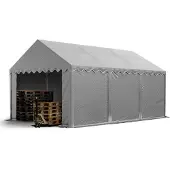 Sonstiges 4x6 m lagertelt, PVC-presenning, grå med bunnramme