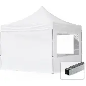 TOOLPORT 3x3 m aluminium, pop up partytelt, 4 sidepaneler, hvit