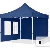 TOOLPORT 3x3 m stål, pop up partytelt, 2 sidepaneler, mørkeblå
