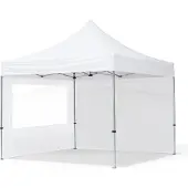 TOOLPORT 3x3 m aluminium, pop up partytelt, 2 sidepaneler, hvit
