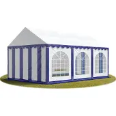 Sonstiges 4x6 m partytelt, PVC-presenning, blå-hvit, med bunnramme