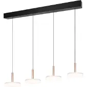 TRIO LED-hengelampe Celeste hvit/brun 115 cm 4 lyskilder i glass, dimbar