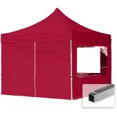 TOOLPORT 3x3 m aluminium, pop up partytelt, 4 sidepaneler, rød