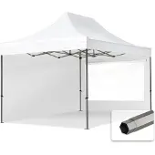 TOOLPORT 3x4,5 m stål, pop up partytelt, 2 sidepaneler, hvit