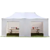 TOOLPORT 3x6 m stål, pop up partytelt, 4 sidepaneler, hvit