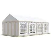 Profizelt24 4x8 m partytelt, PVC-presenning, beige-hvit