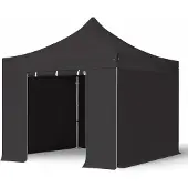 TOOLPORT 3x3 m aluminium, pop up partytelt, 4 sidepaneler, svart