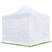 TOOLPORT 3x3 m stål, pop up partytelt, 4 sidepaneler, hvit