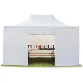 TOOLPORT 3x4,5 m stål, pop up partytelt, 4 sidepaneler, hvit