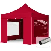 TOOLPORT 3x3 m stål, pop up partytelt, 4 sidepaneler, rød