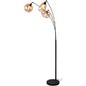 TRIO Lumina gulvlampe, 3-lys, svart/amber, glass