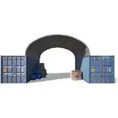TOOLPORT 6x6 m containertelt, PRIMEtex-PVC-presenning, grå, med statikk
