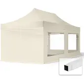 TOOLPORT 3x6 m stål, pop up partytelt, 4 sidepaneler, creme