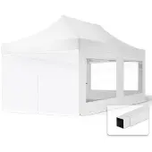 TOOLPORT 3x6 m stål, pop up partytelt, 4 sidepaneler, hvit