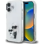Karl Lagerfeld IML Aquarelle Karl & Choupette & Logo iPhone 16-etui – hvit