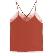 Scotch & Soda Satin With Lace Detial Ermeløs T-skjorte