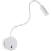 Ideal Lux LED-vegglampe Focus 2, hvit, 55 cm, fleksibel arm