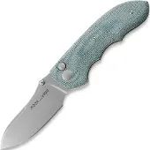 Viper Moon foldekniv, Stonewashed, Teal Canvas Micarta